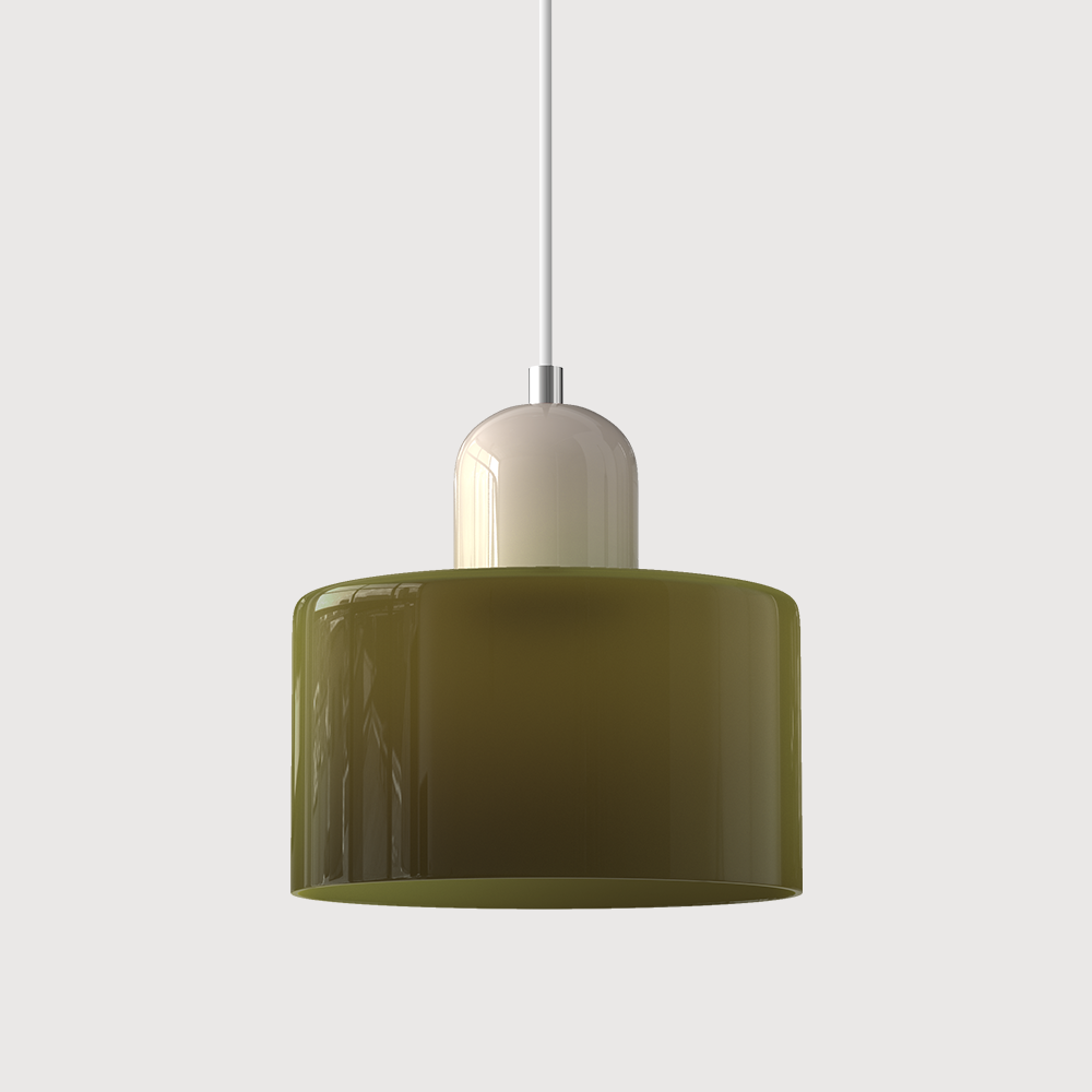 Suspension Bauhaus avec verre coloré et hauteur réglable