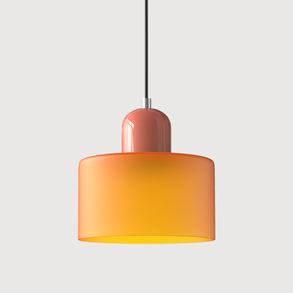 Suspension Bauhaus avec verre coloré et hauteur réglable