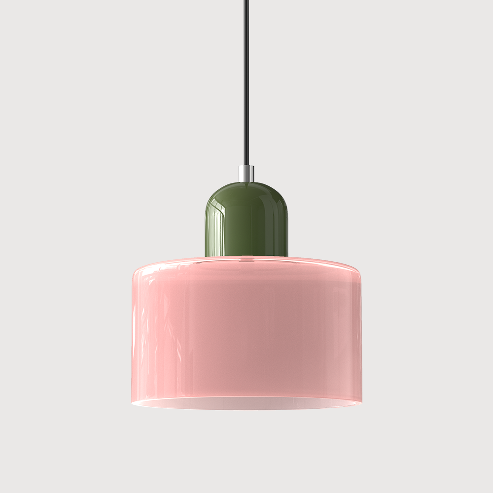 Suspension Bauhaus avec verre coloré et hauteur réglable
