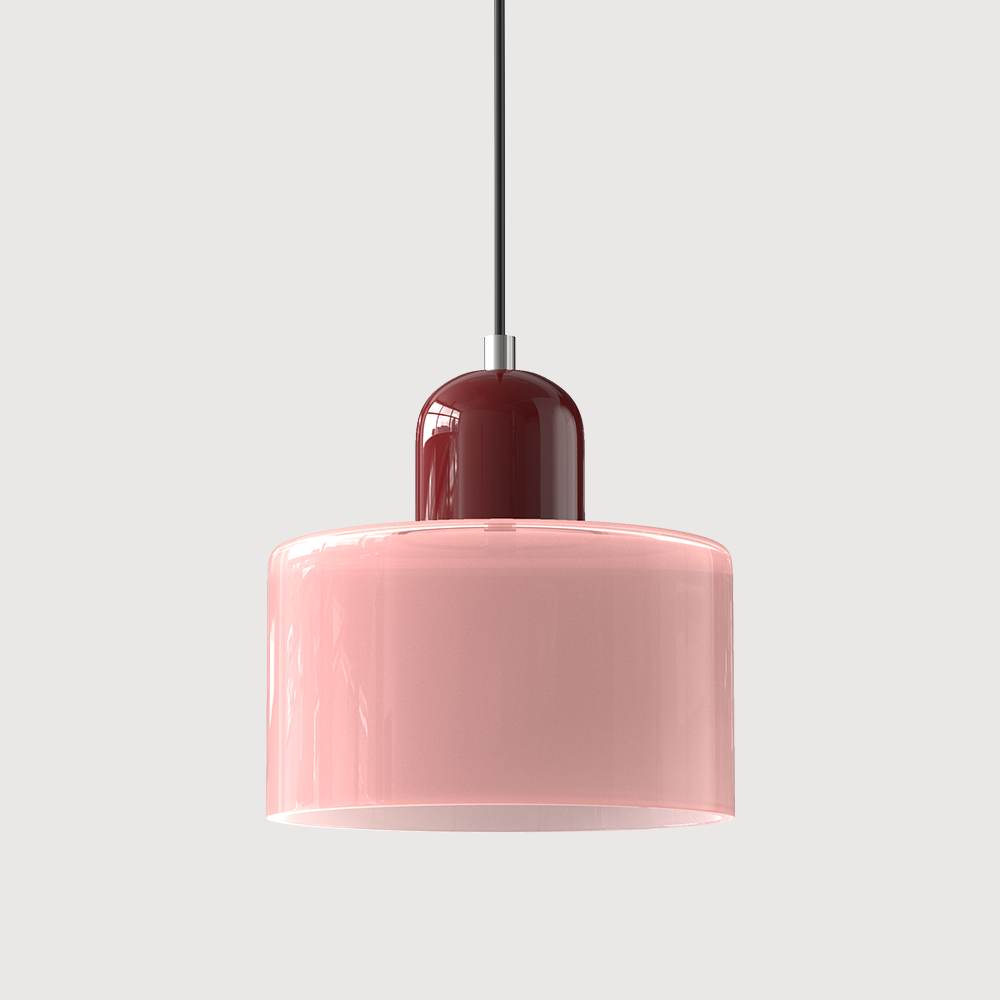 Suspension Bauhaus avec verre coloré et hauteur réglable