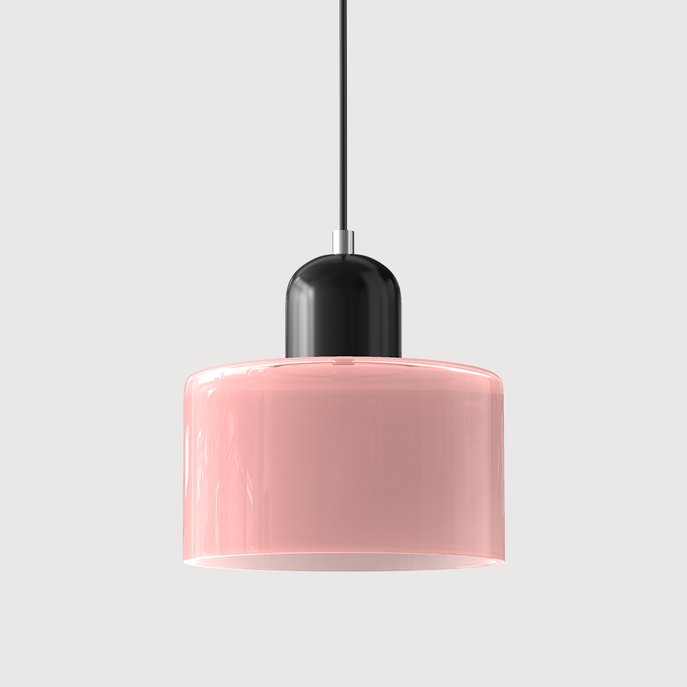 Suspension Bauhaus avec verre coloré et hauteur réglable