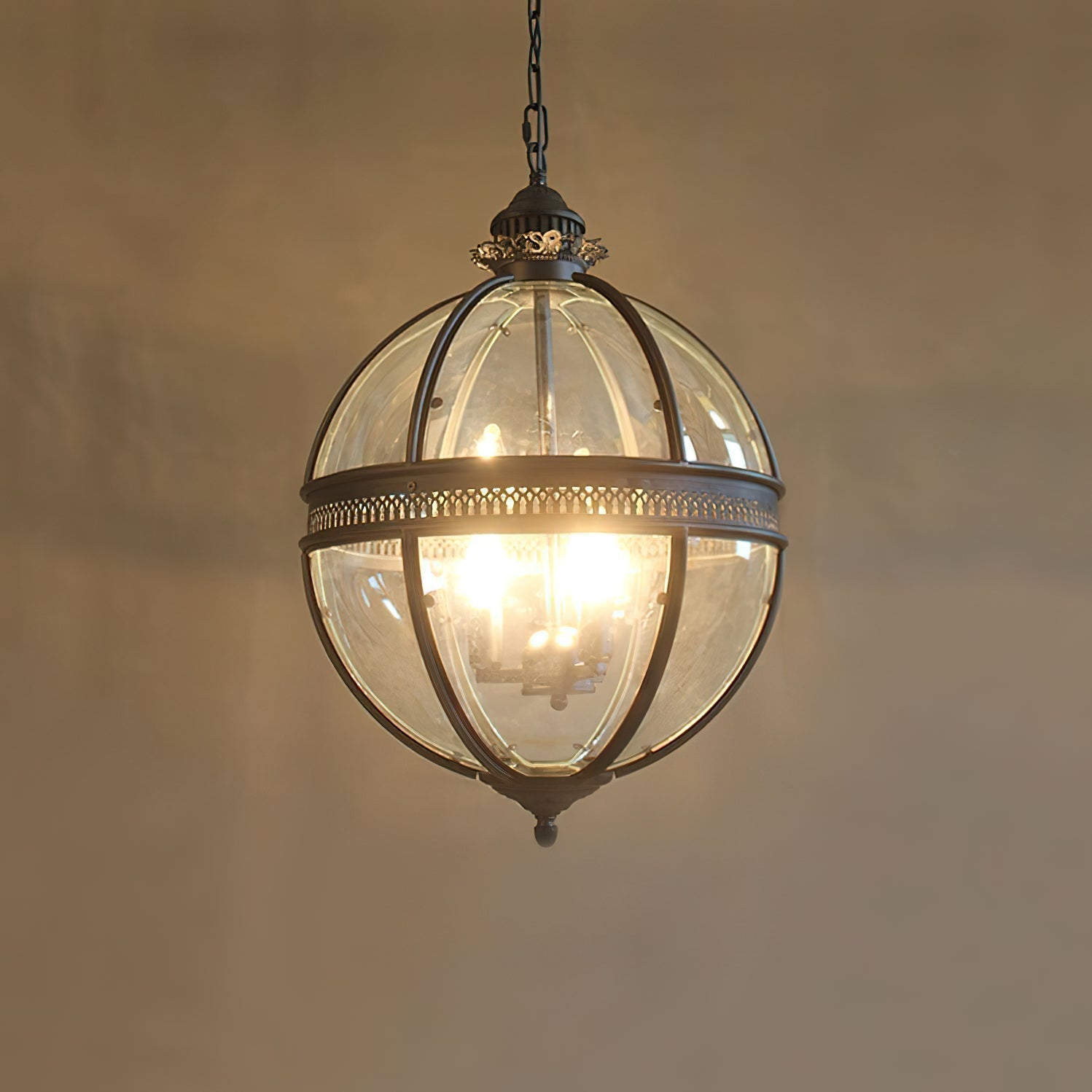 Vintage Glass Pendant Light Industrial Globe Hanging Fixture