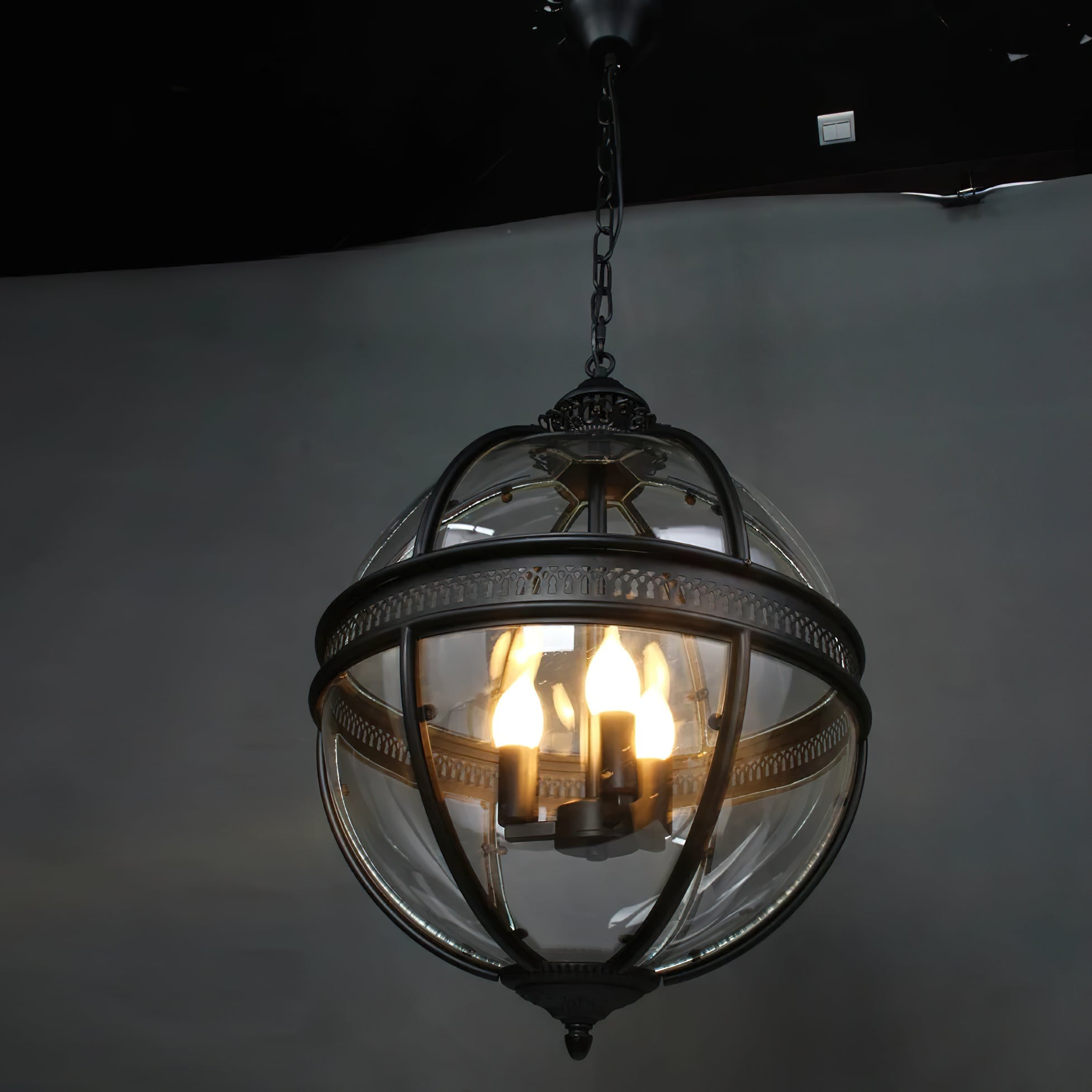 Vintage Glass Pendant Light Industrial Globe Hanging Fixture