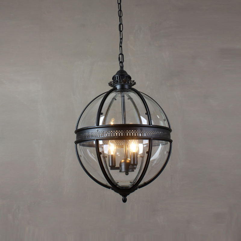 Vintage Glass Pendant Light Industrial Globe Hanging Fixture
