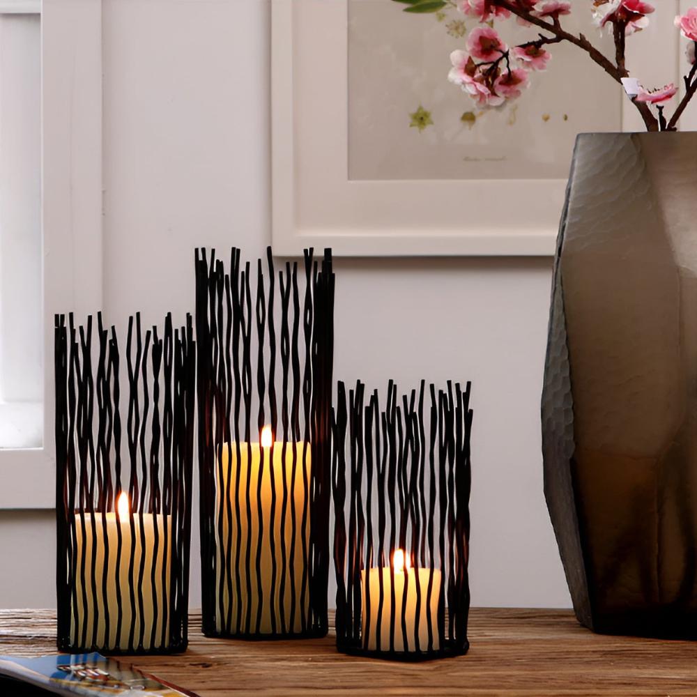 Decorative Iron Candle Holder with Sculptural Branch Design