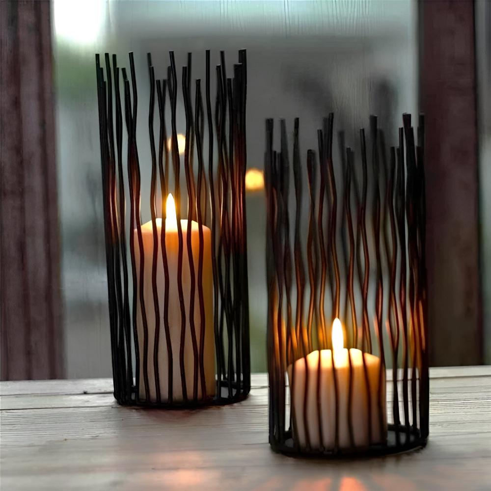 Decorative Iron Candle Holder with Sculptural Branch Design