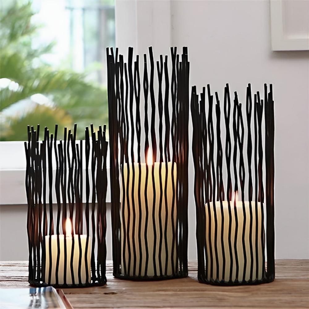 Decorative Iron Candle Holder with Sculptural Branch Design