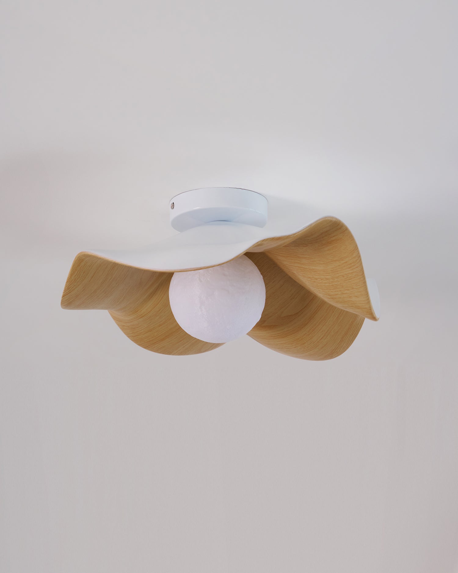 Modern Ceiling Lamp Sculptural Wood Inspired Design
