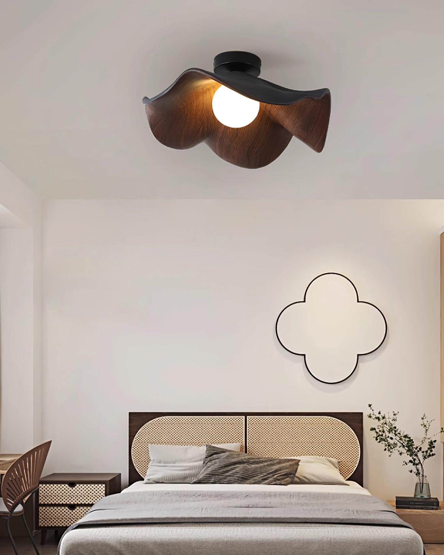 Modern Ceiling Lamp Sculptural Wood Inspired Design