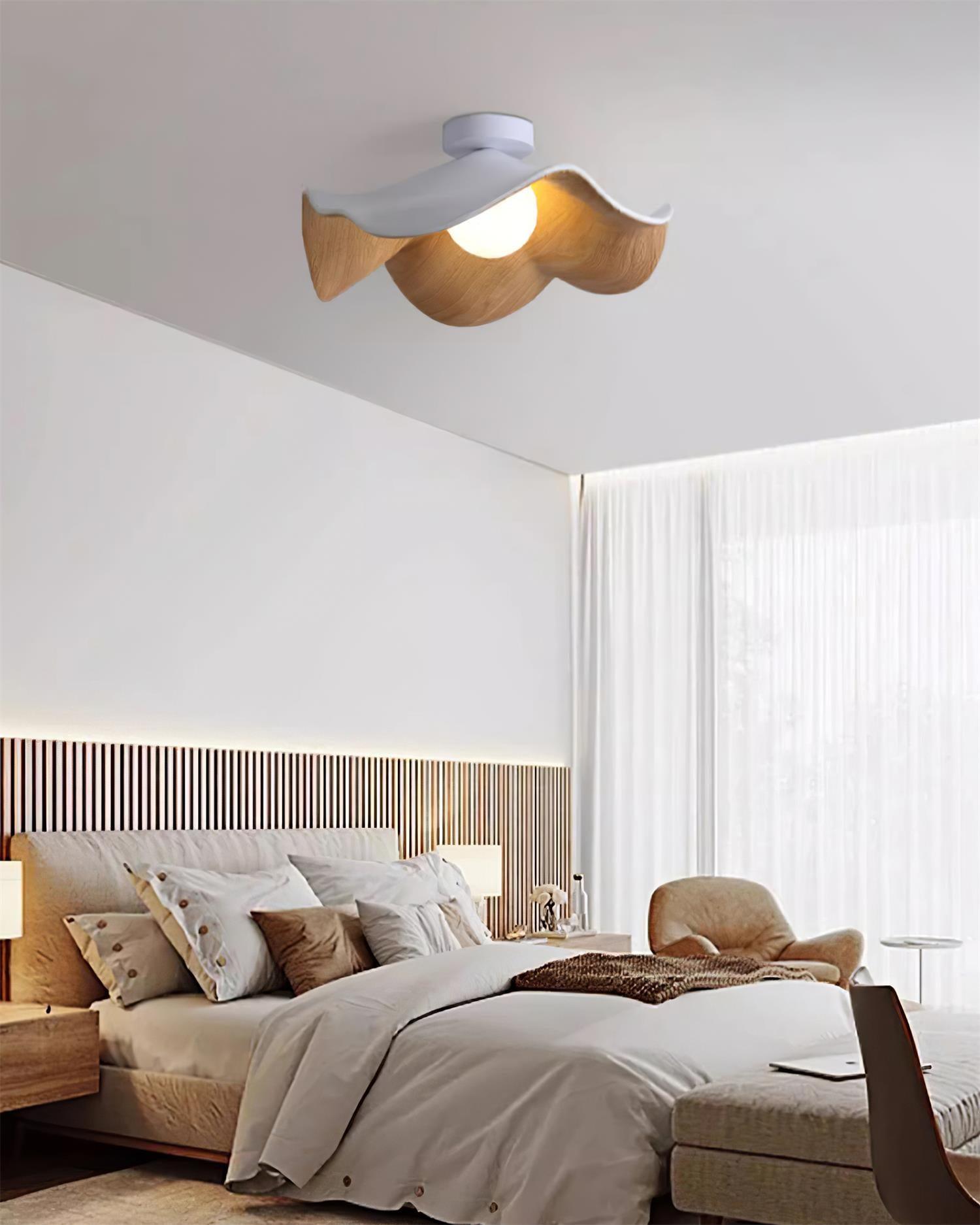 Modern Ceiling Lamp Sculptural Wood Inspired Design