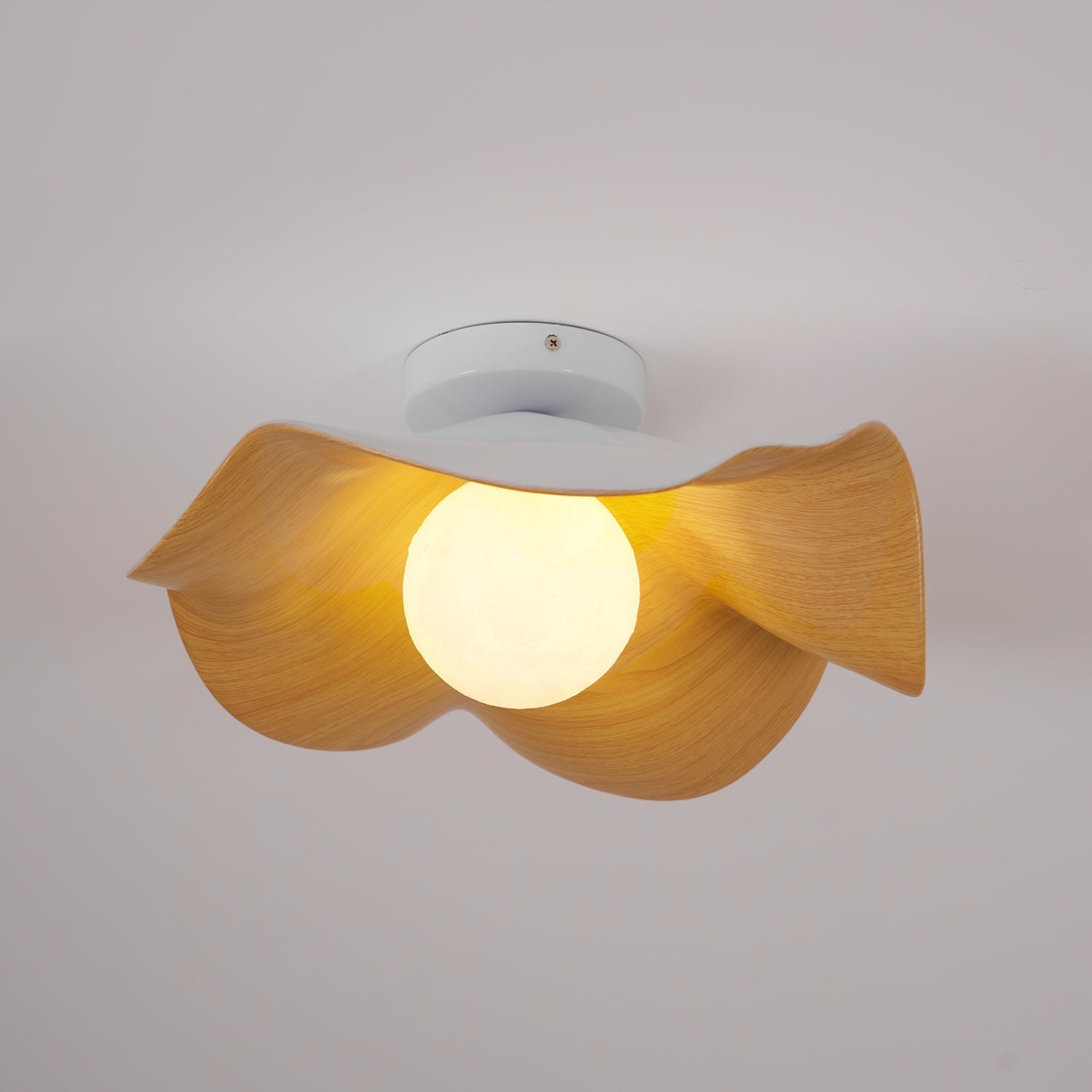Modern Ceiling Lamp Sculptural Wood Inspired Design