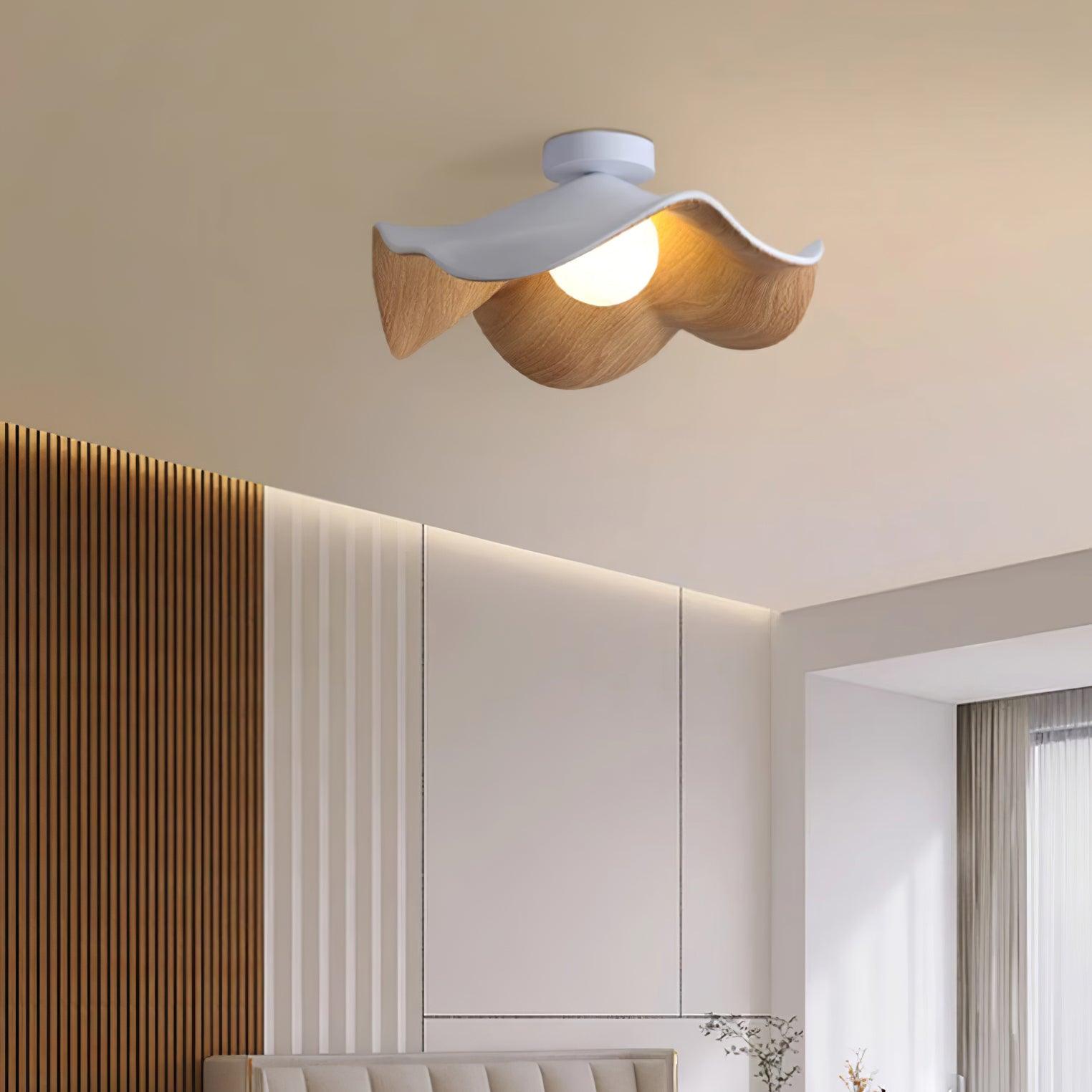 Modern Ceiling Lamp Sculptural Wood Inspired Design