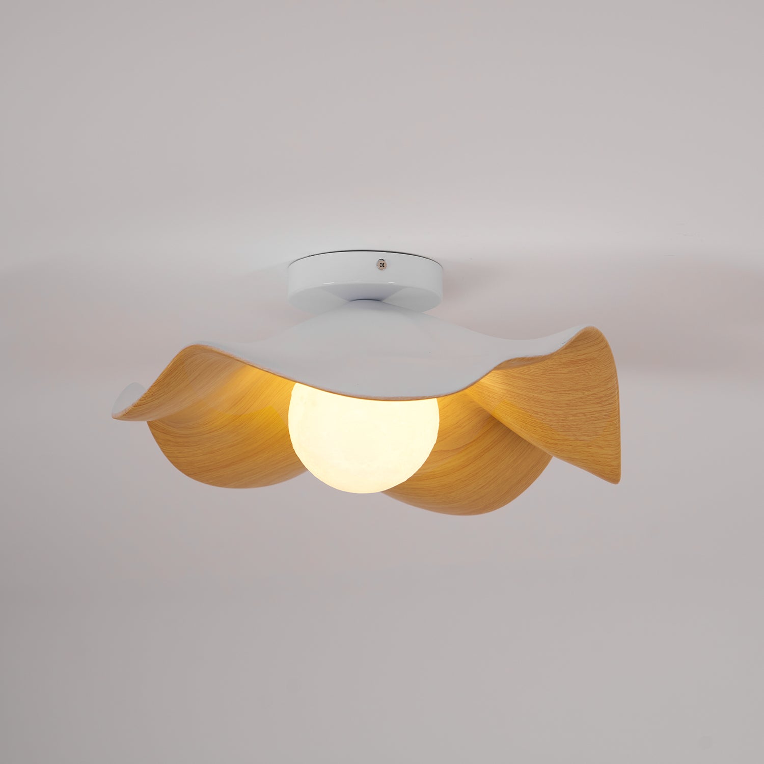 Modern Ceiling Lamp Sculptural Wood Inspired Design
