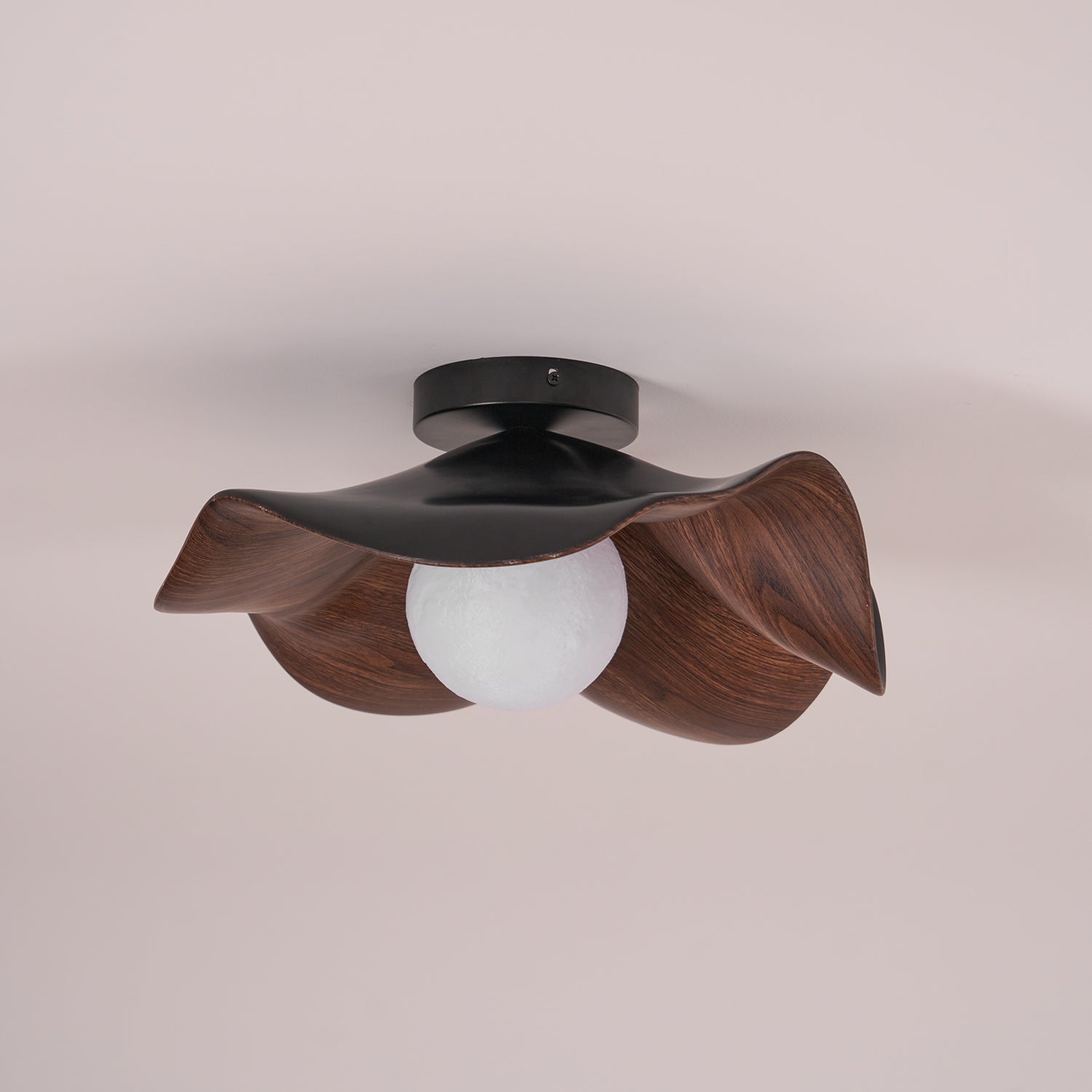 Modern Ceiling Lamp Sculptural Wood Inspired Design