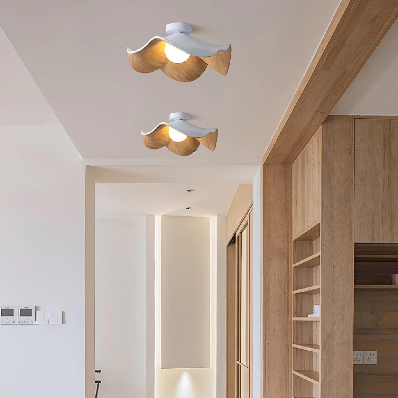 Modern Ceiling Lamp Sculptural Wood Inspired Design