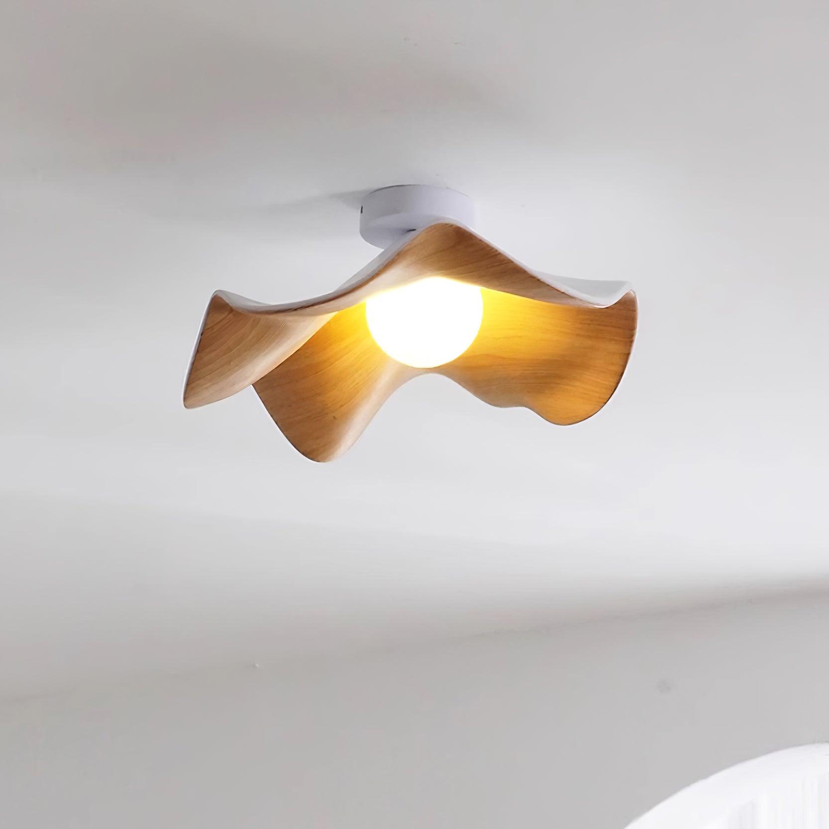 Modern Ceiling Lamp Sculptural Wood Inspired Design