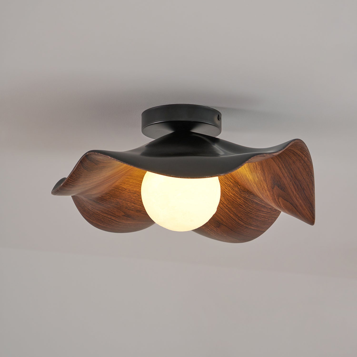 Modern Ceiling Lamp Sculptural Wood Inspired Design