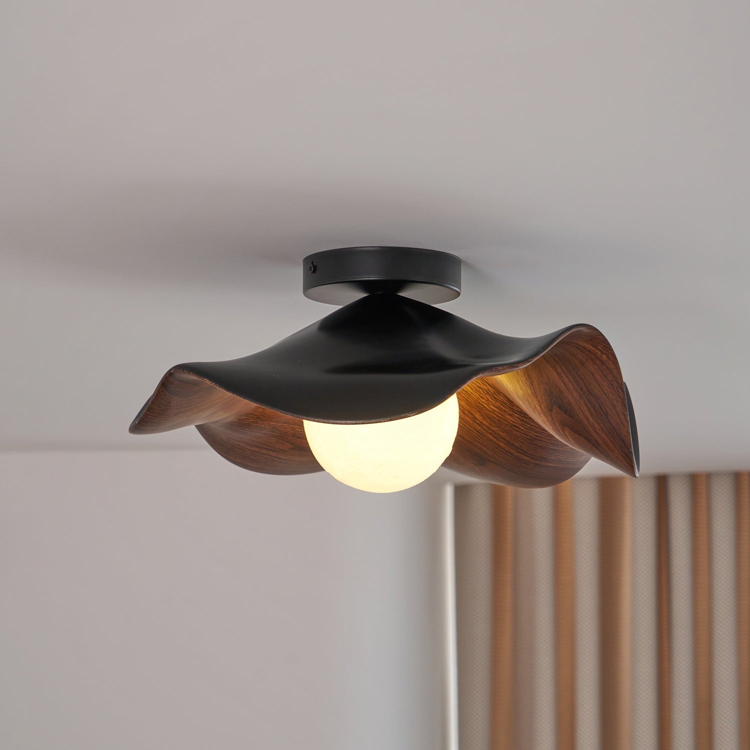 Modern Ceiling Lamp Sculptural Wood Inspired Design