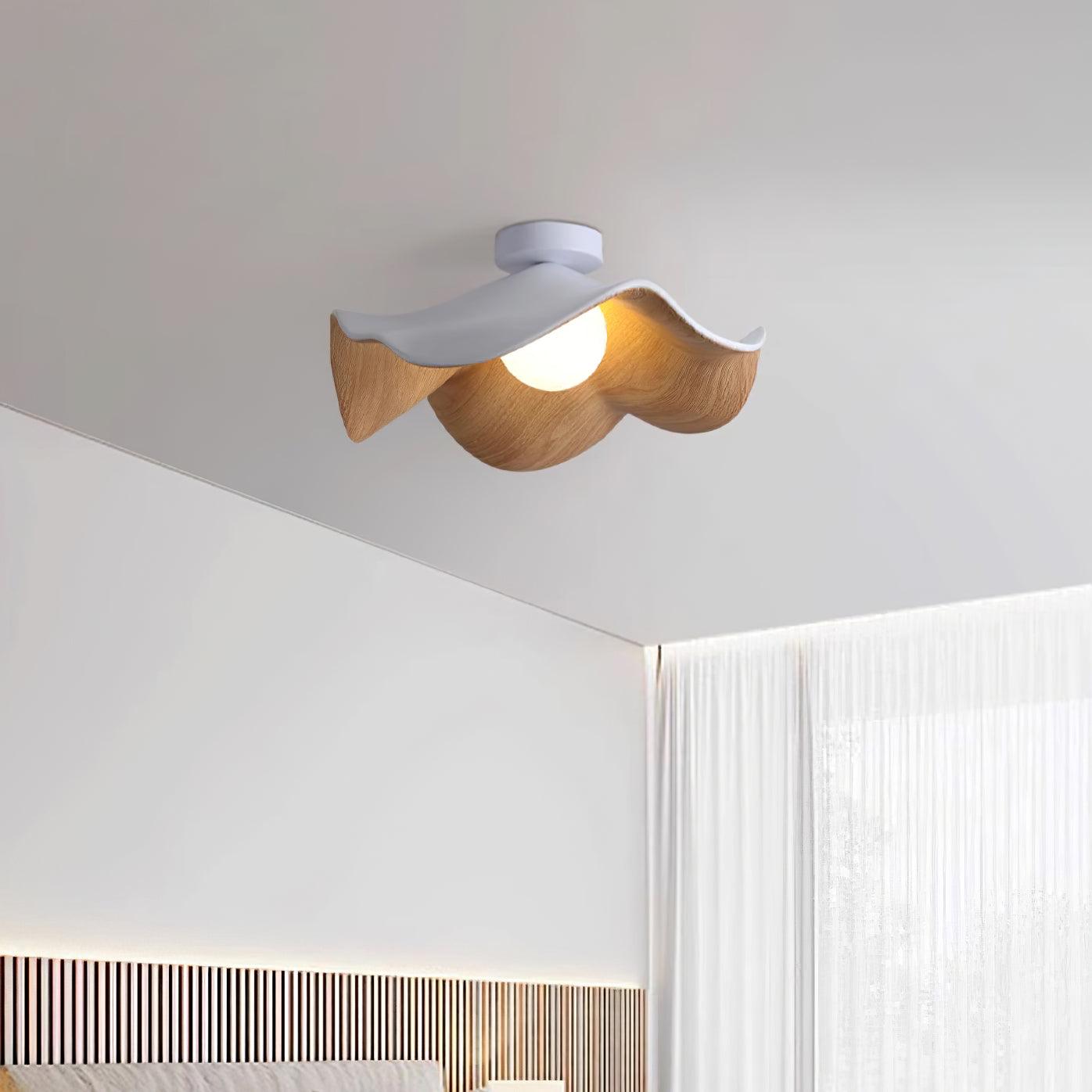 Modern Ceiling Lamp Sculptural Wood Inspired Design