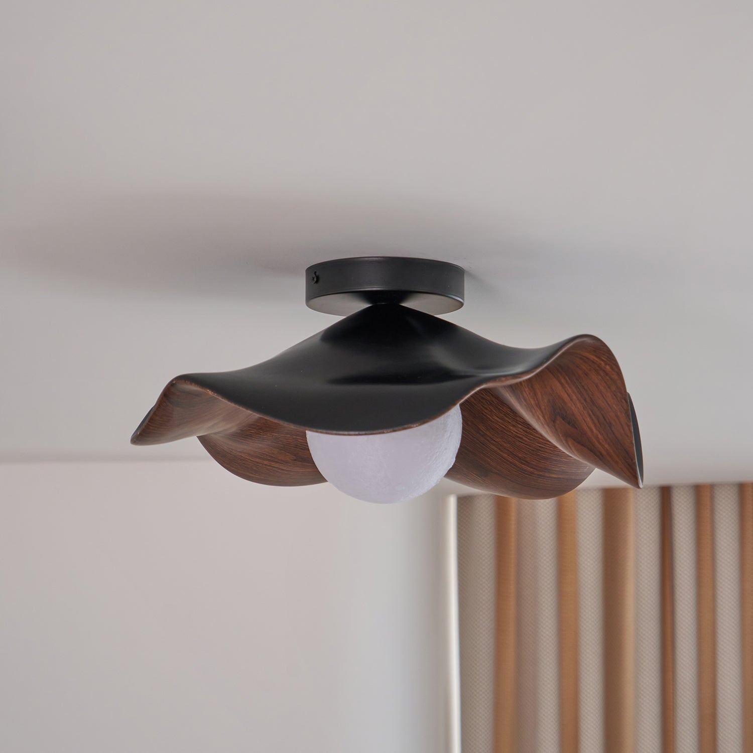 Modern Ceiling Lamp Sculptural Wood Inspired Design