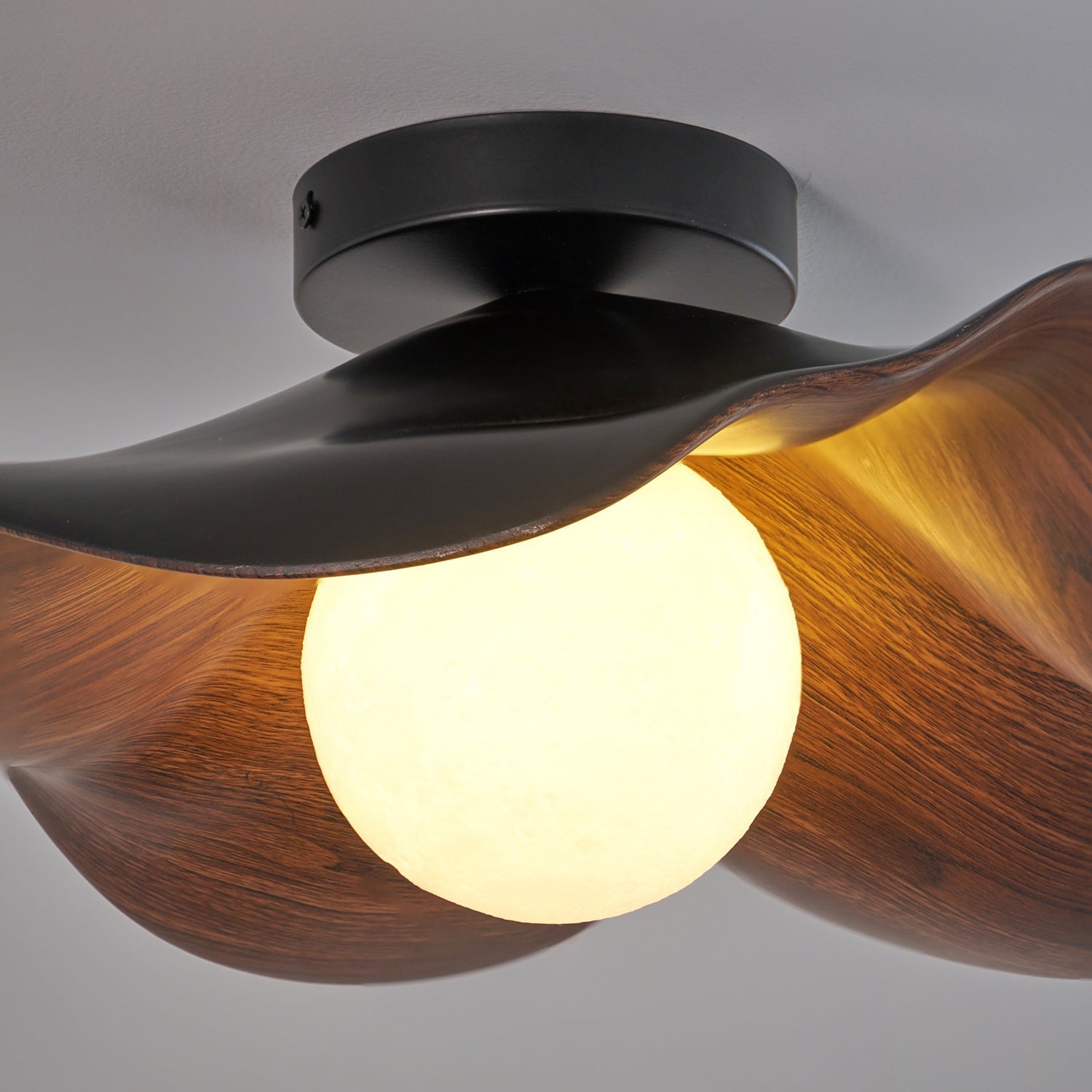Modern Ceiling Lamp Sculptural Wood Inspired Design