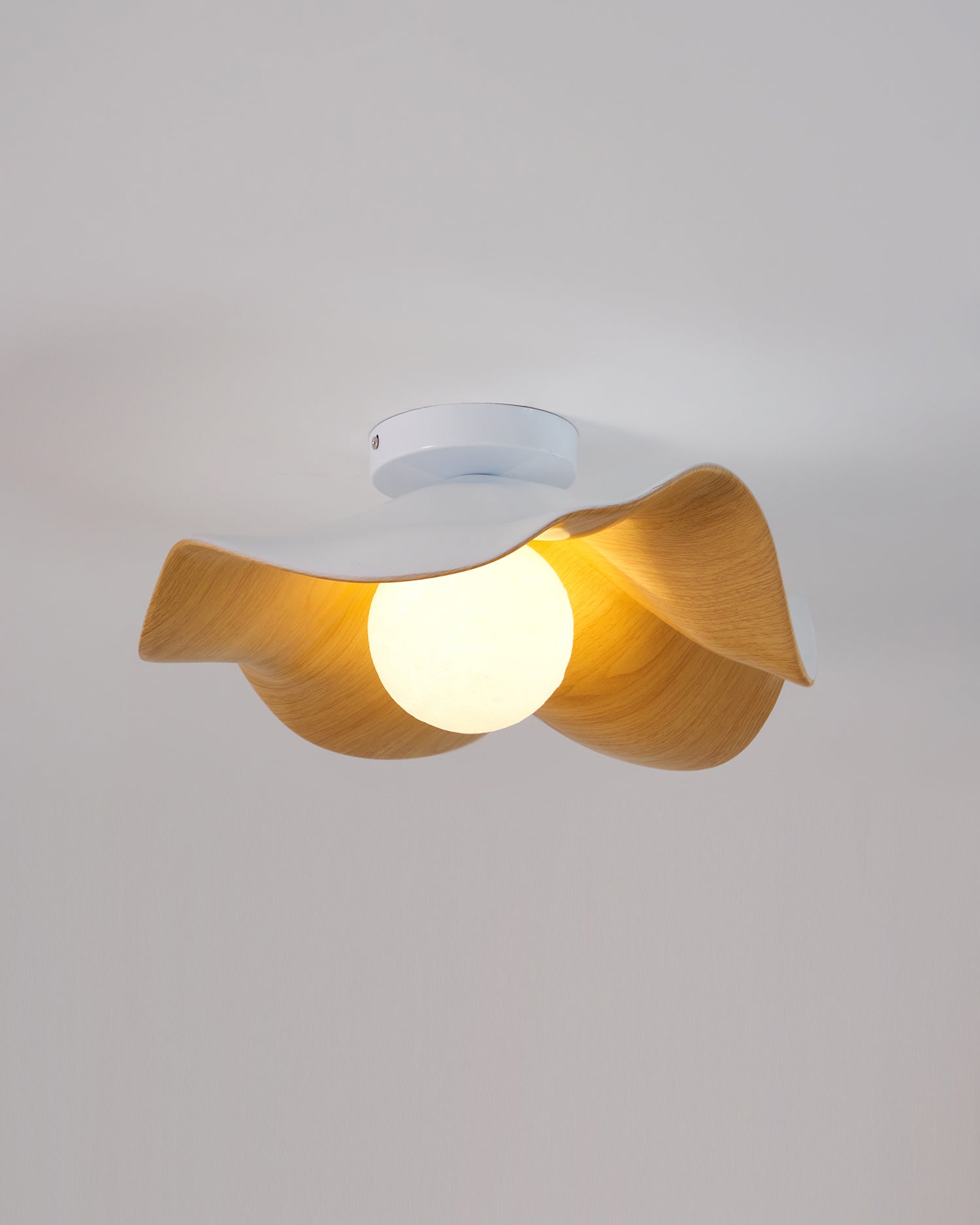 Modern Ceiling Lamp Sculptural Wood Inspired Design