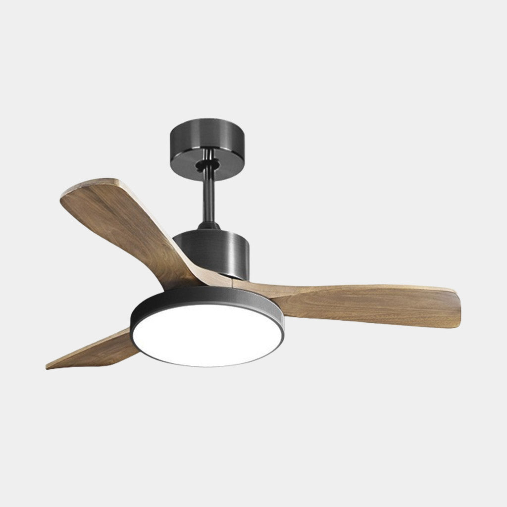 Ceiling Fan with LED Light and Three Wooden Blades