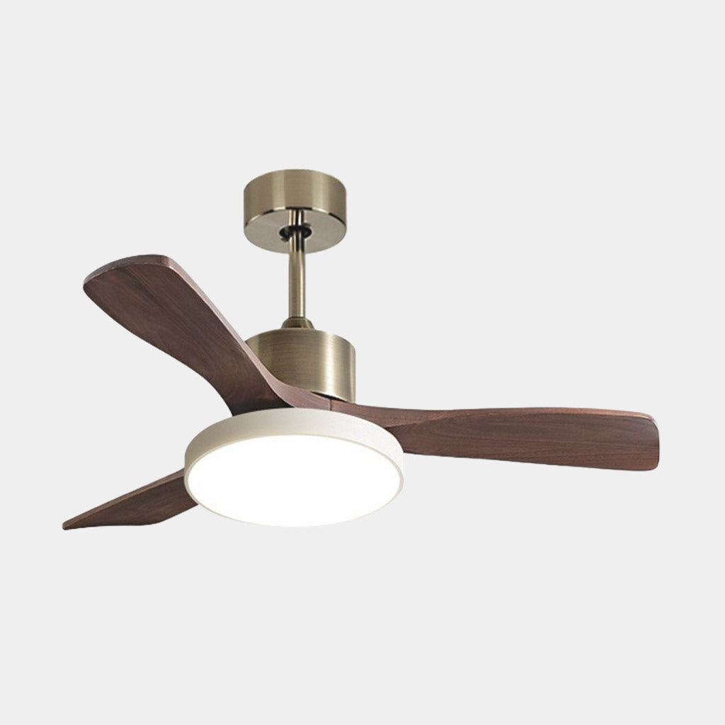 Ceiling Fan with LED Light and Three Wooden Blades
