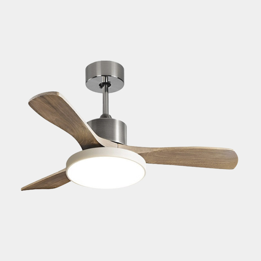 Ceiling Fan with LED Light and Three Wooden Blades