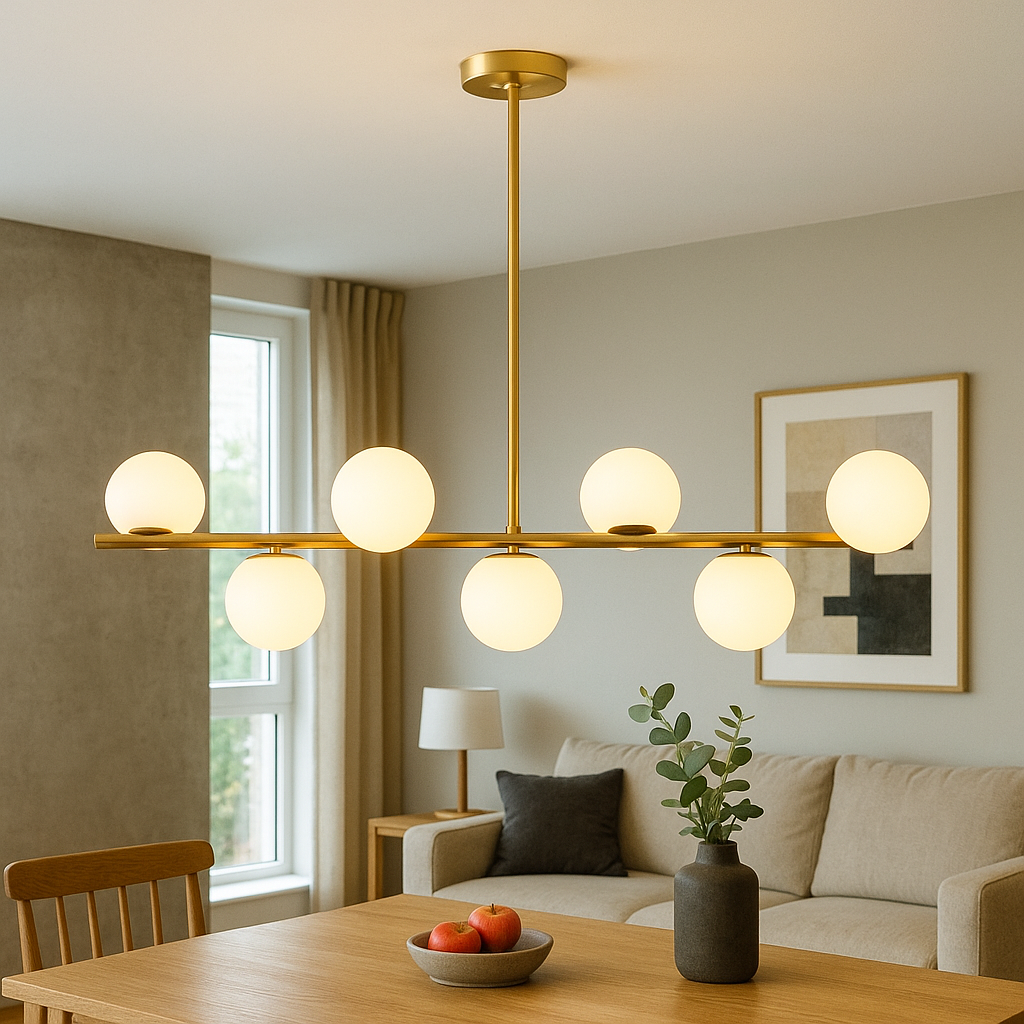 Contemporary Linear Gold Pendant Light