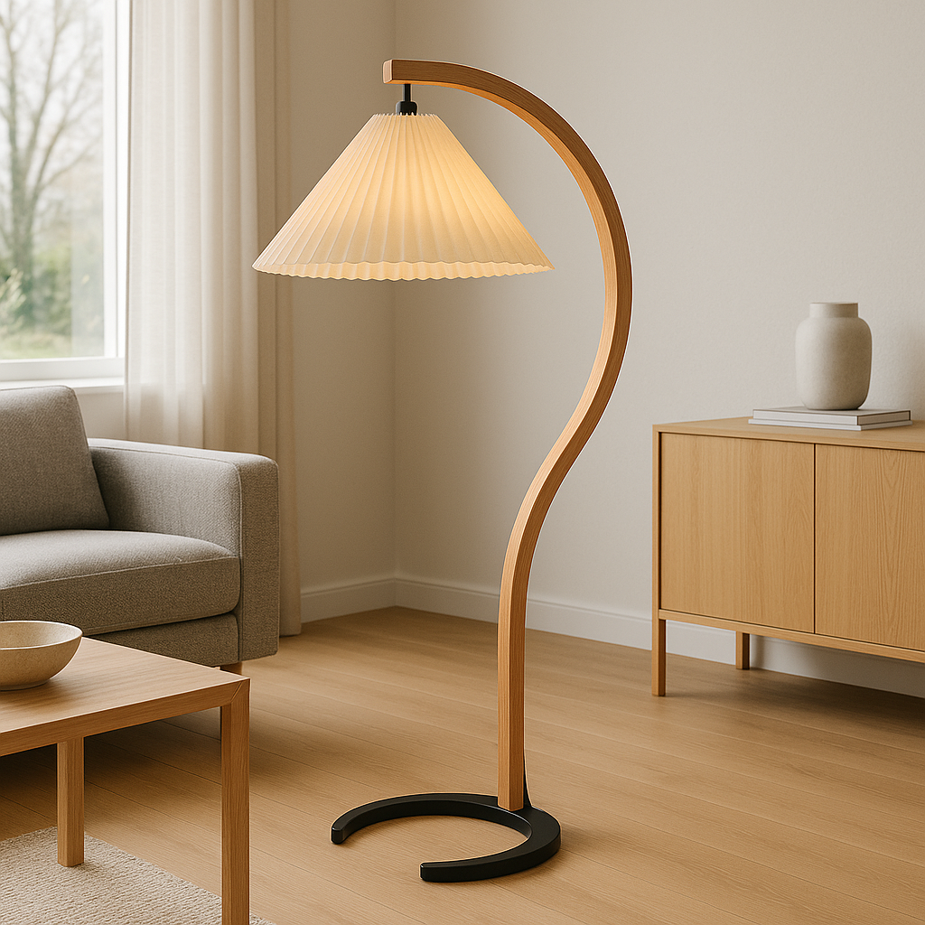 Scandinavian Pleated Curved Floor Lamp