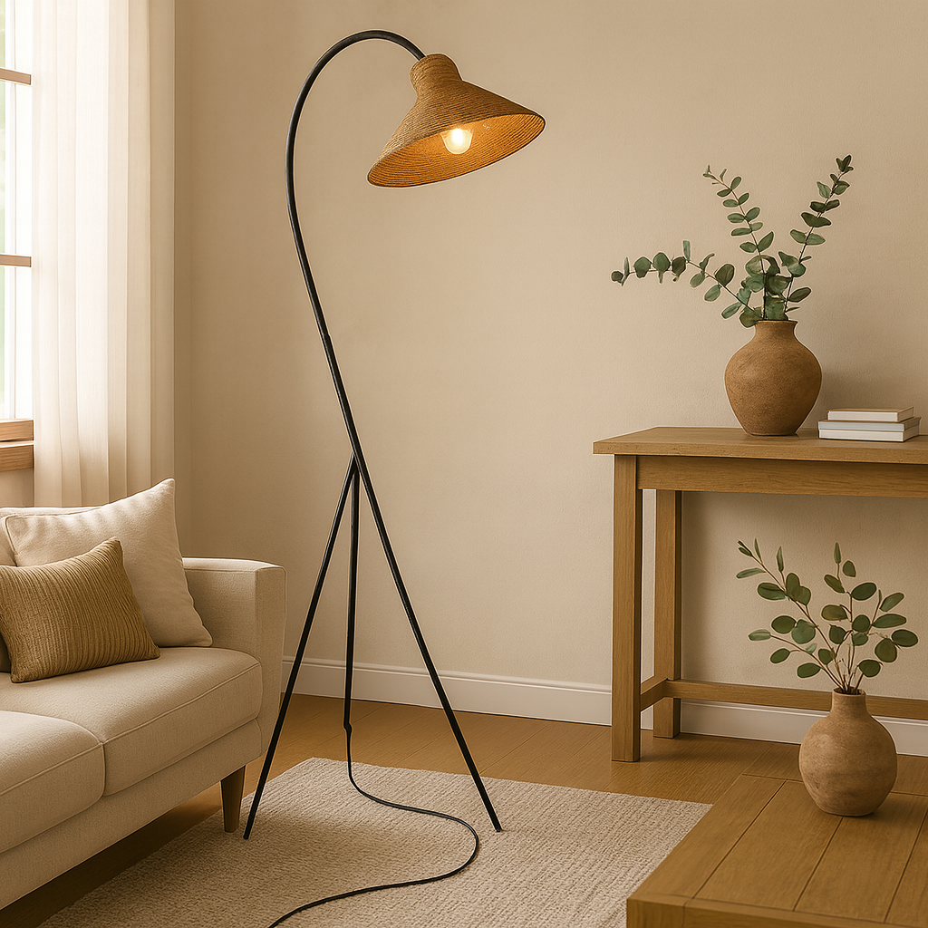 Minimalist Bamboo Cap Floor Lamp