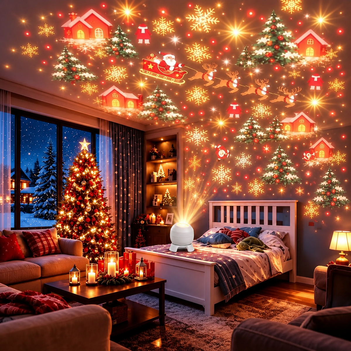 Projecteur LED de Noël avec motifs festifs multicolores