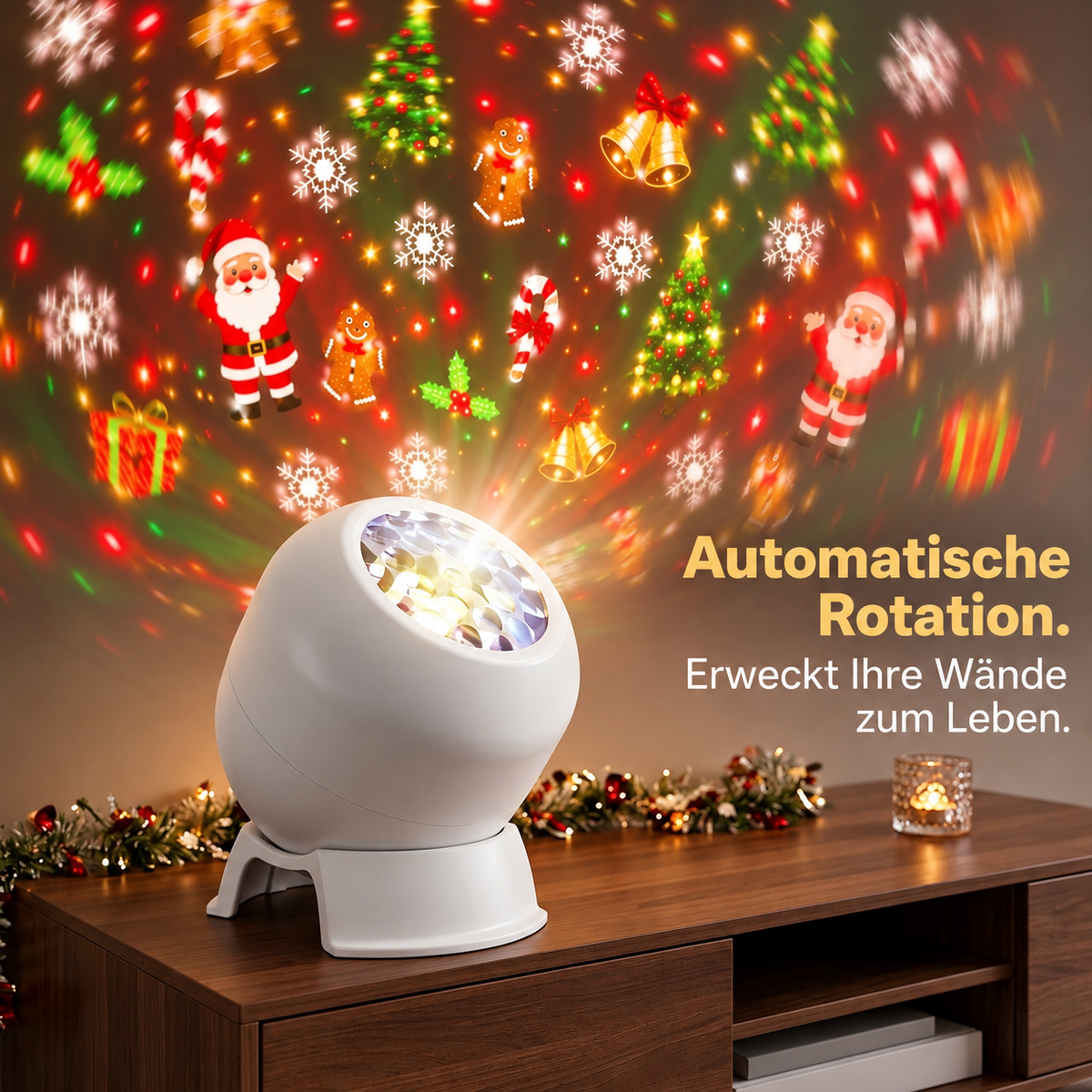 Projecteur LED de Noël avec motifs festifs multicolores