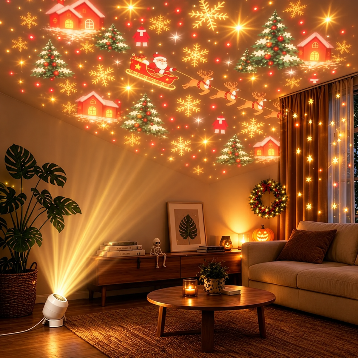 Projecteur LED de Noël avec motifs festifs multicolores