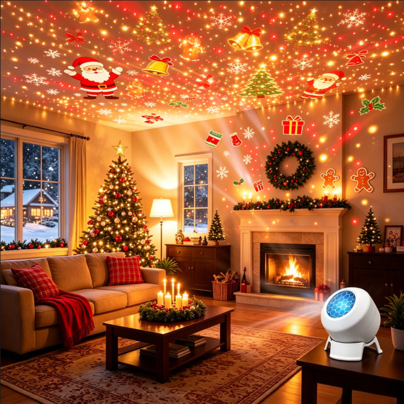 Projecteur LED de Noël avec motifs festifs multicolores