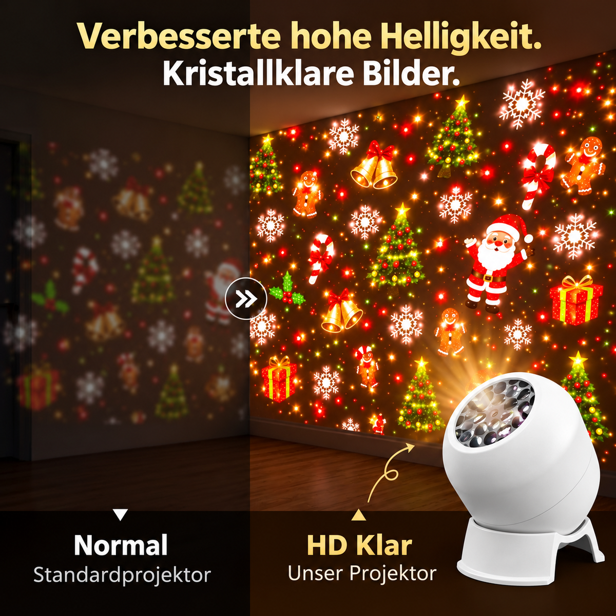 Projecteur LED de Noël avec motifs festifs multicolores