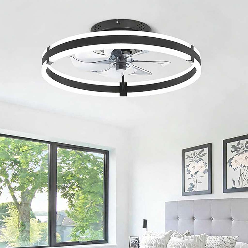 Rond Plafondventilator Licht met Dubbele LED Ring Frame