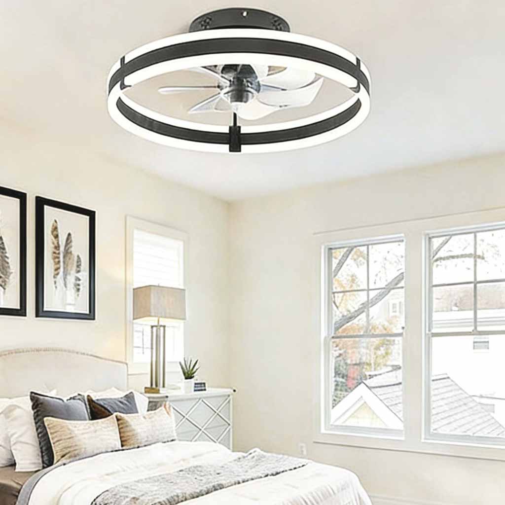 Rond Plafondventilator Licht met Dubbele LED Ring Frame