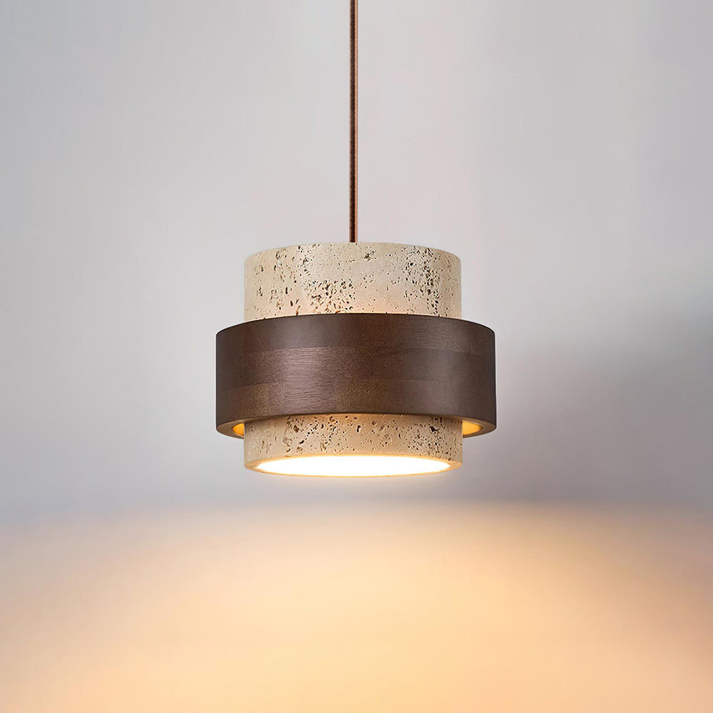 Travertine Cylinder Pendant Light