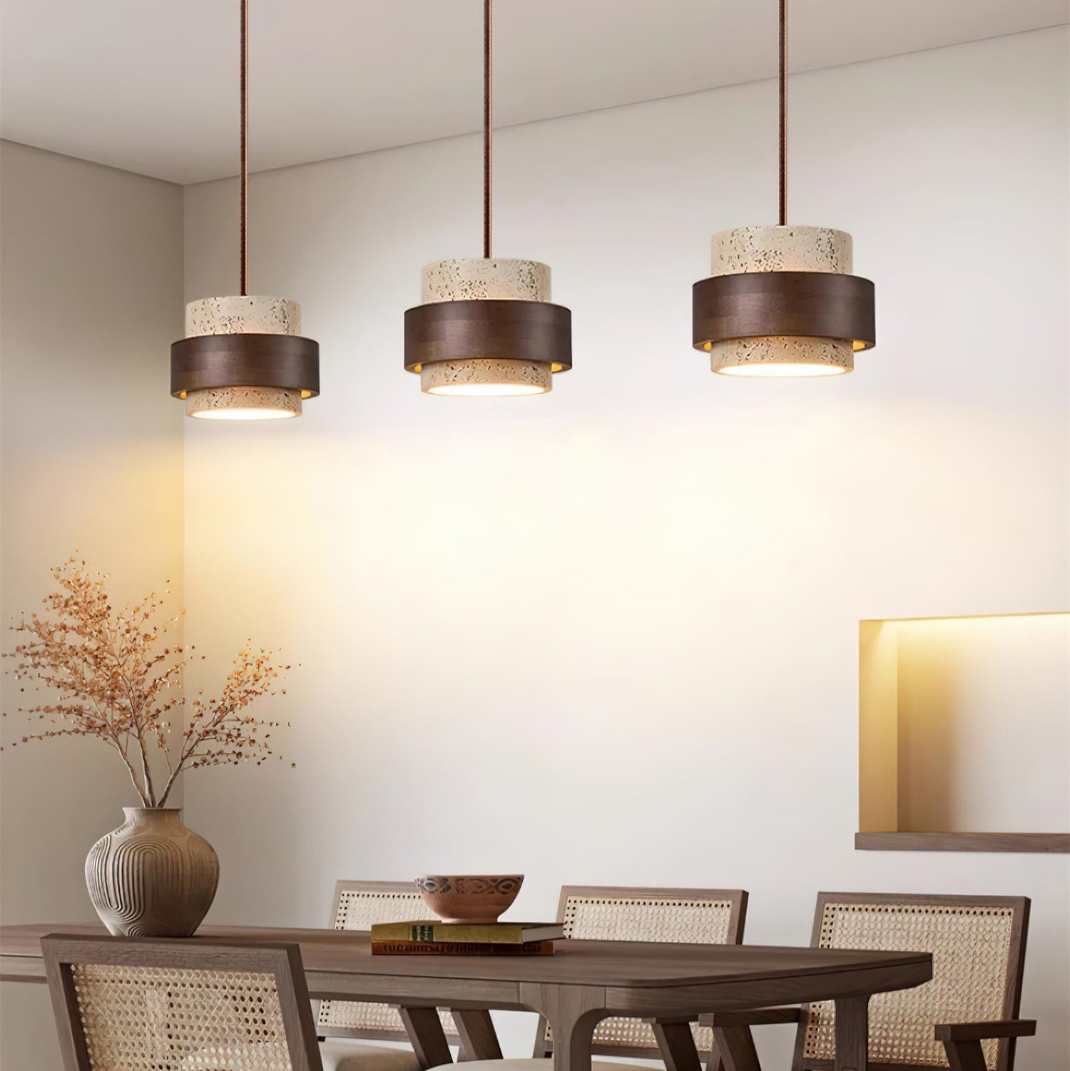 Travertine Cylinder Pendant Light