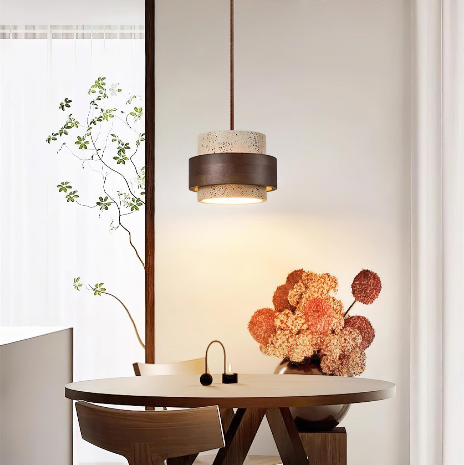 Travertine Cylinder Pendant Light