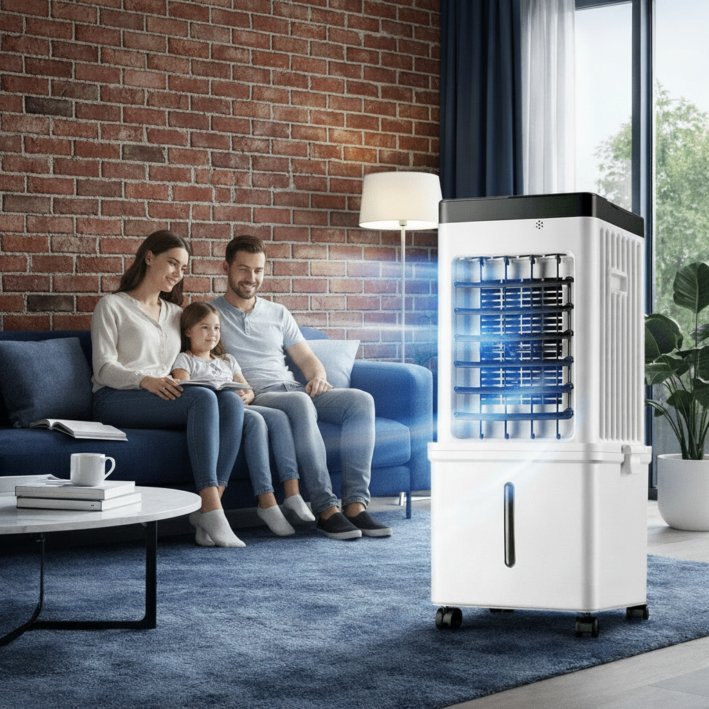 3-in-1 Portable Air Cooler with Fan & Humidifier – Mobile Evaporative Cooler