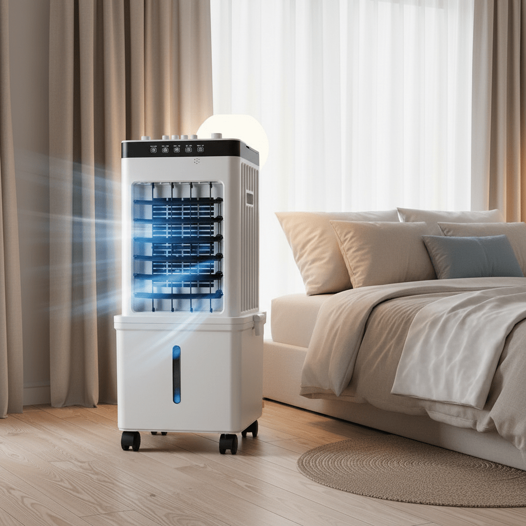 3-in-1 Portable Air Cooler with Fan & Humidifier – Mobile Evaporative Cooler