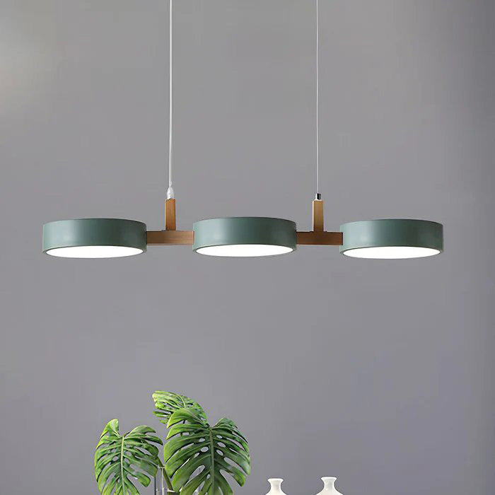 Scandinavian Cylinder Pendant Light with Metal and Wood Design