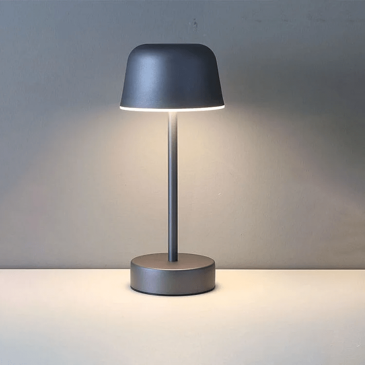 Minimal Metal Dome Table Lamp with Cylindrical Stem Base