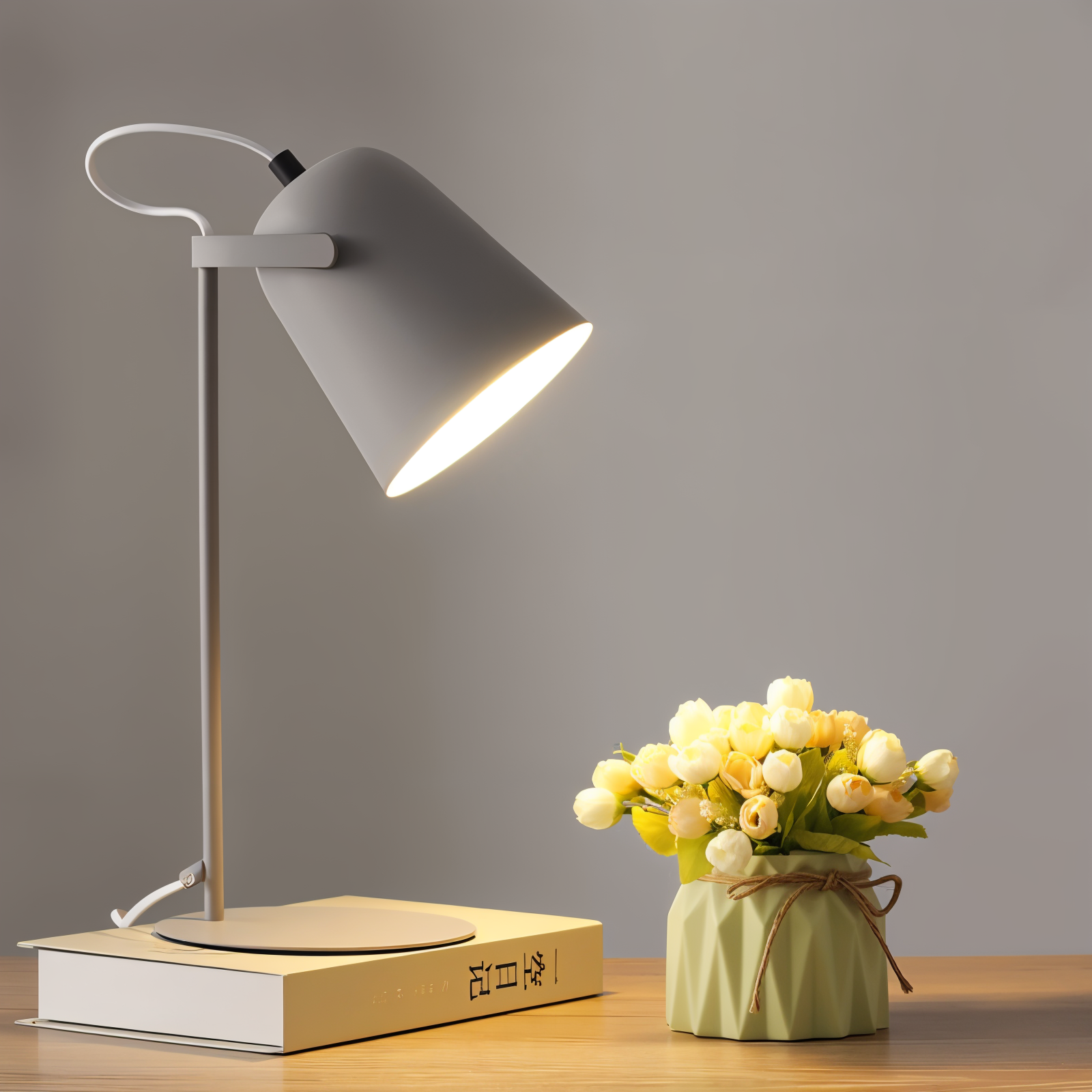 Desk lamp with adjustable cone shaped shade