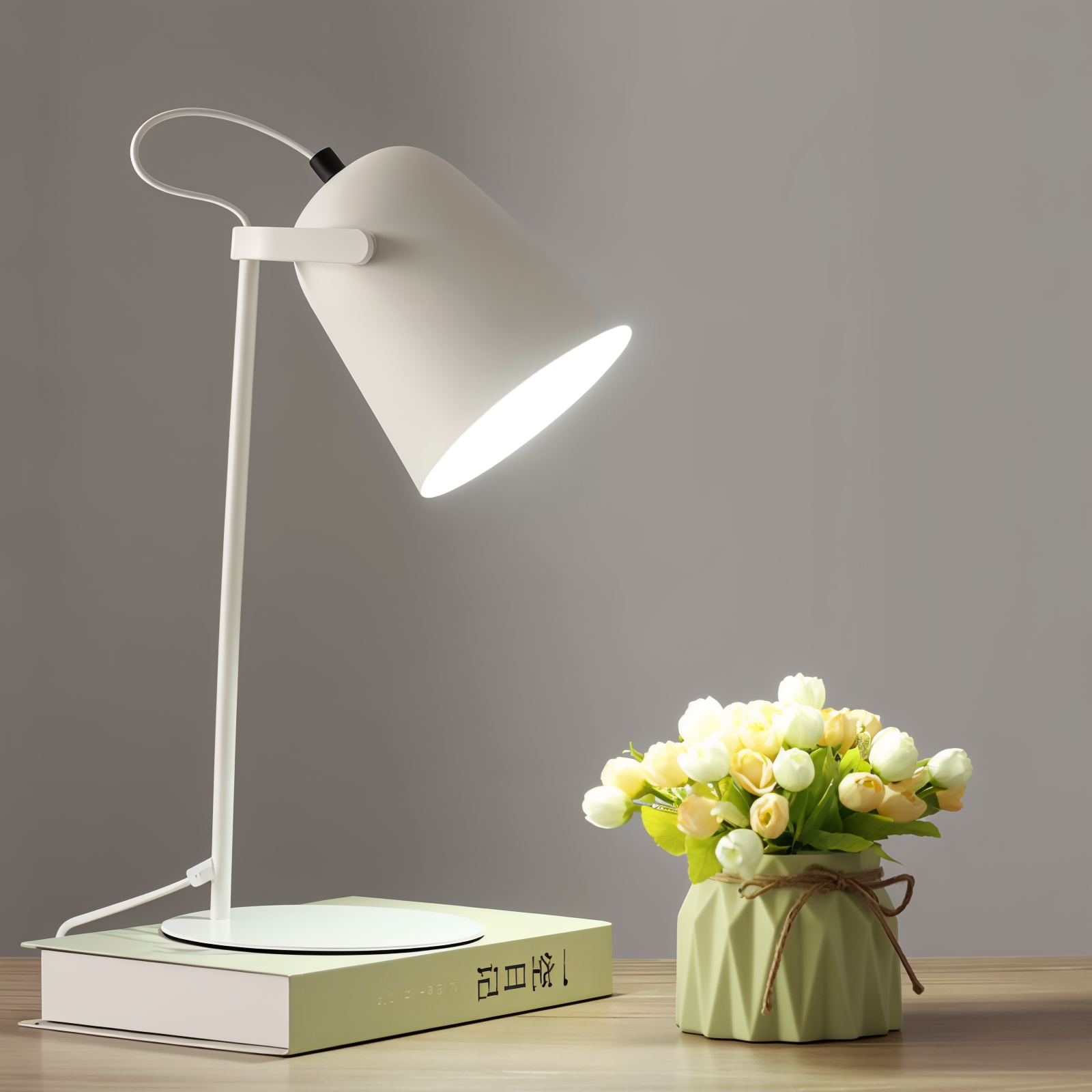Desk lamp with adjustable cone shaped shade