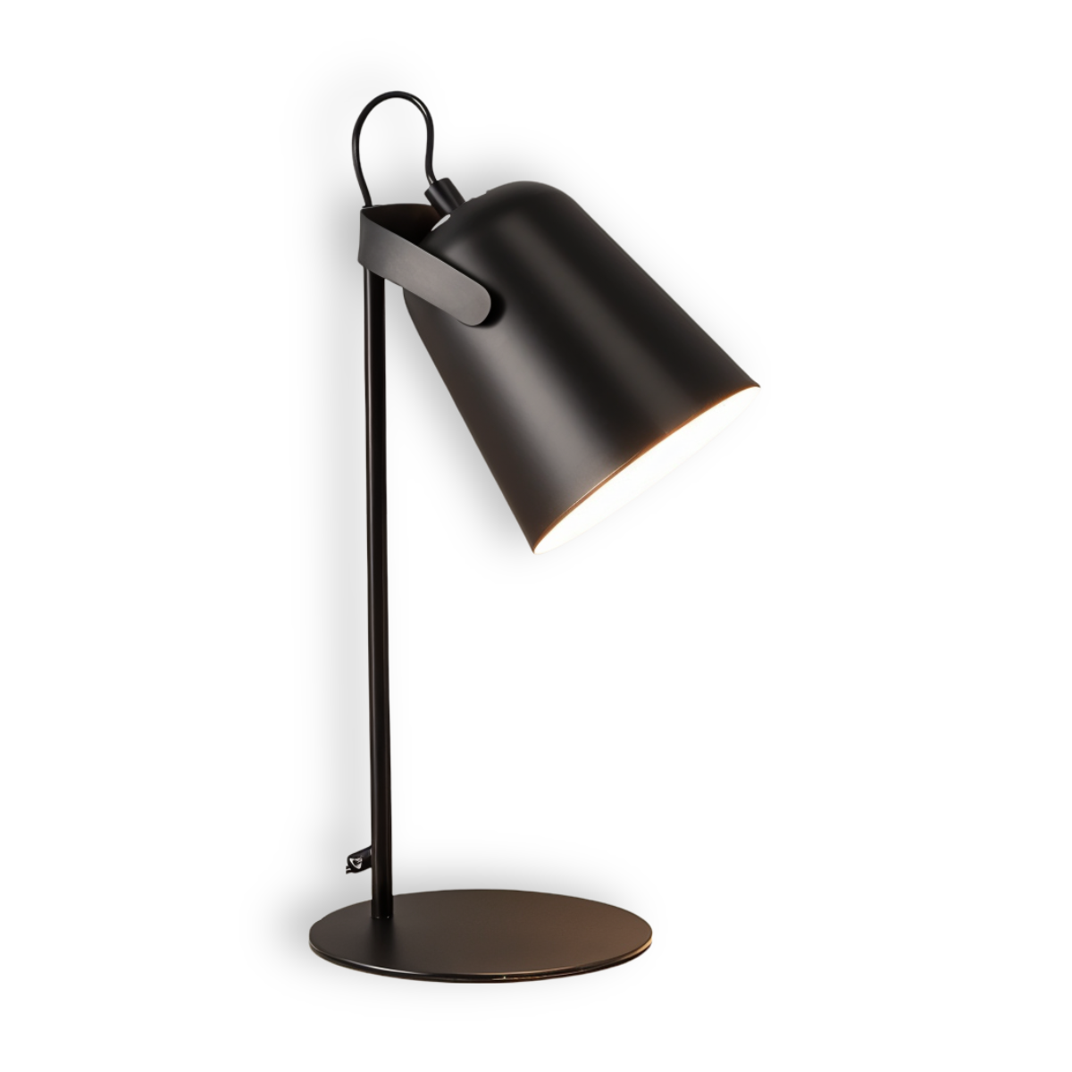 Desk lamp with adjustable cone shaped shade
