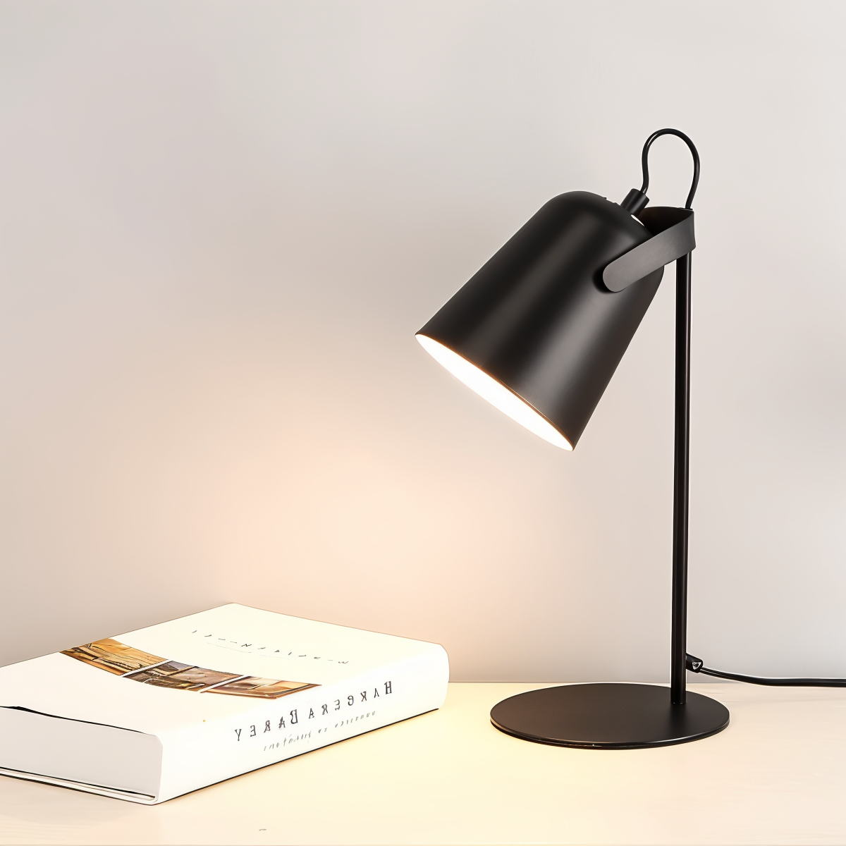 Desk lamp with adjustable cone shaped shade